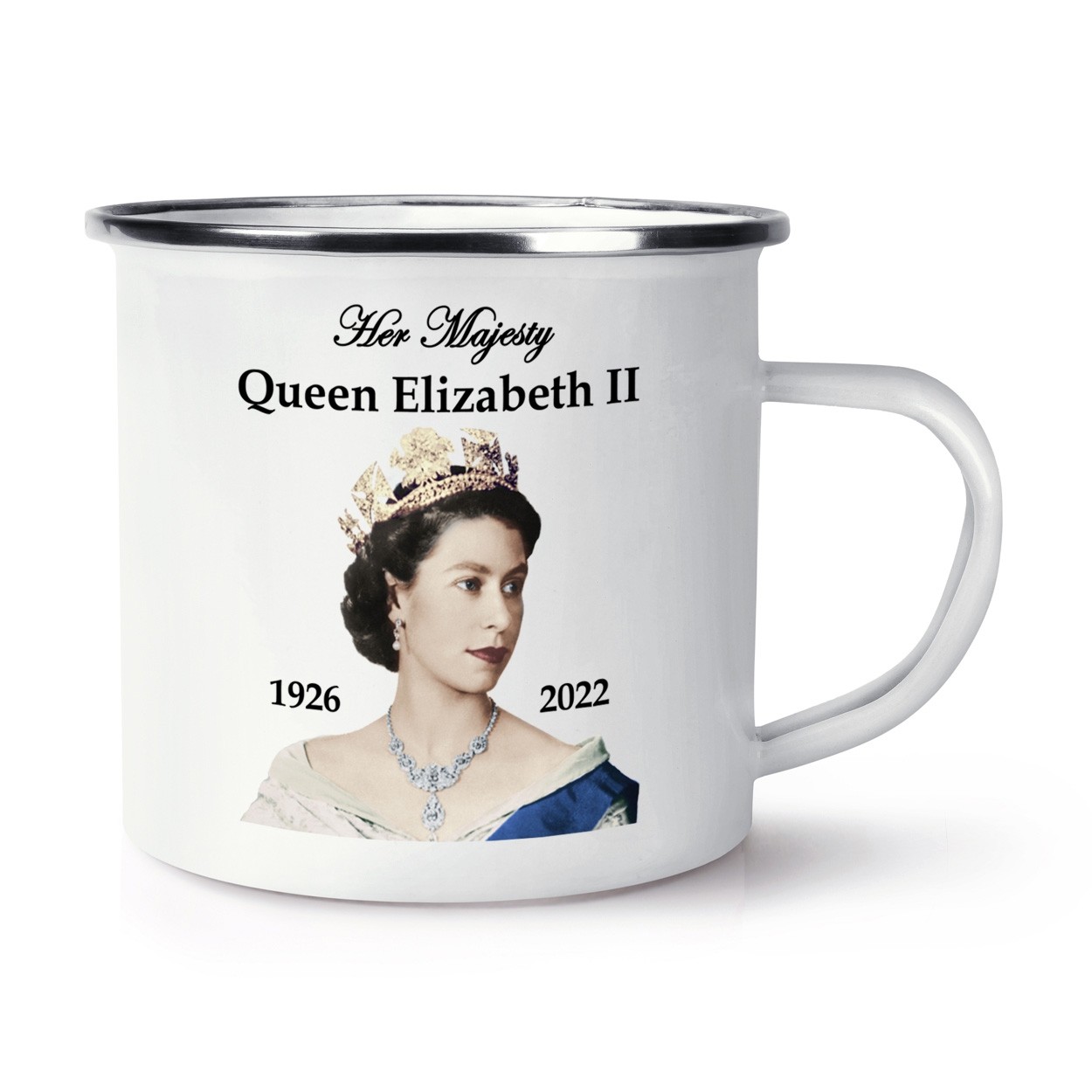 Her Majesty Queen Elizabeth II 1926 - 2022 Enamel Mug Cup Commemorative Gift