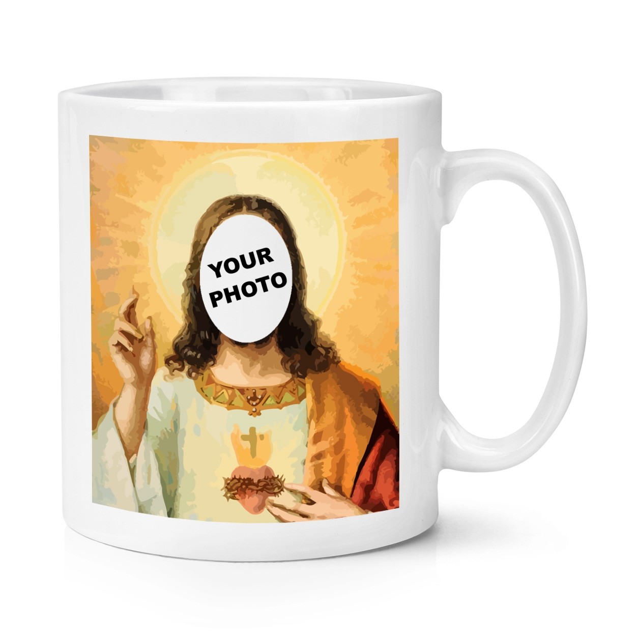 Personalised Jesus Cut Out Any Photo 10oz Mug Cup Funny Joke 