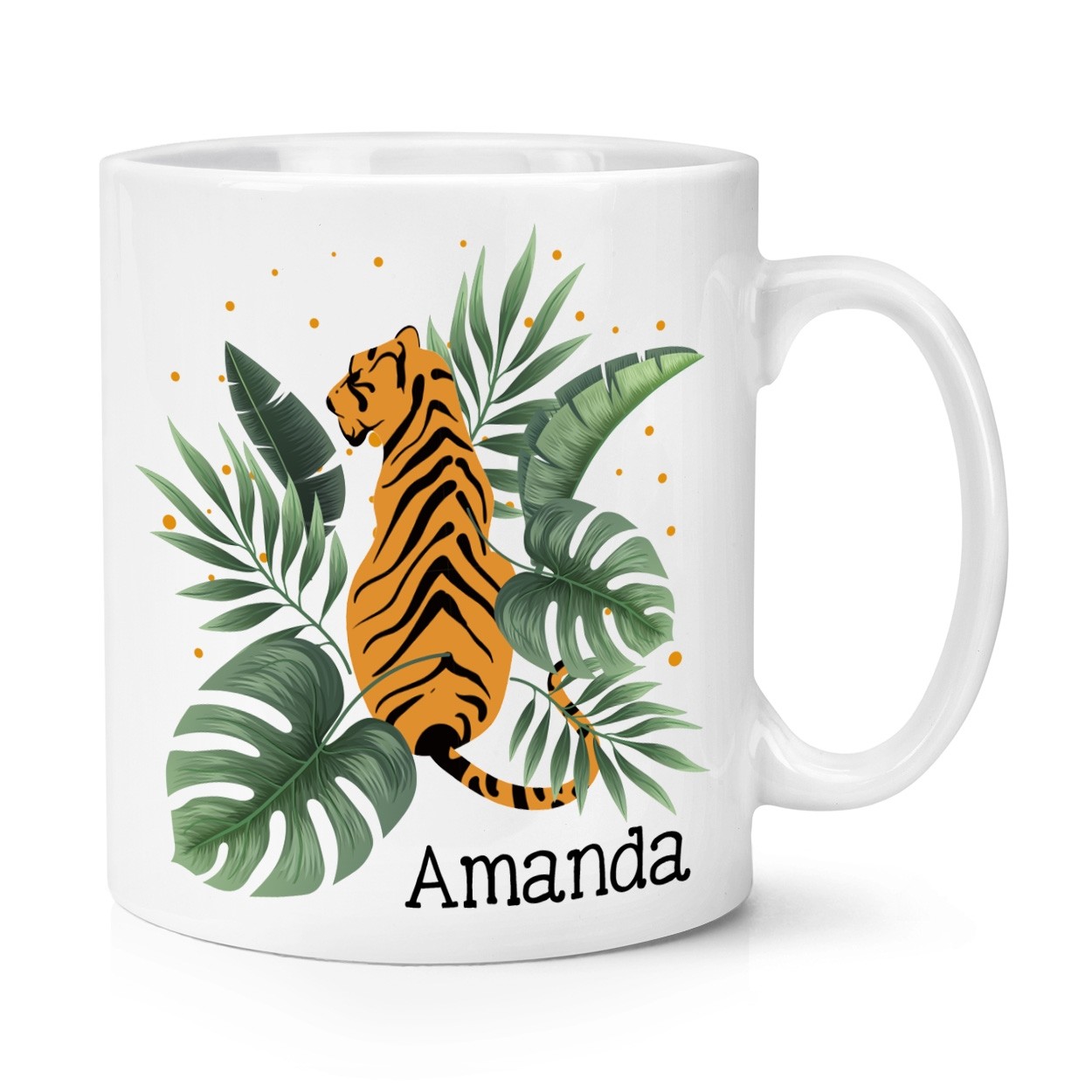 Personalised Name Tiger Jungle Tropical Theme Mug 10oz Mug Cup