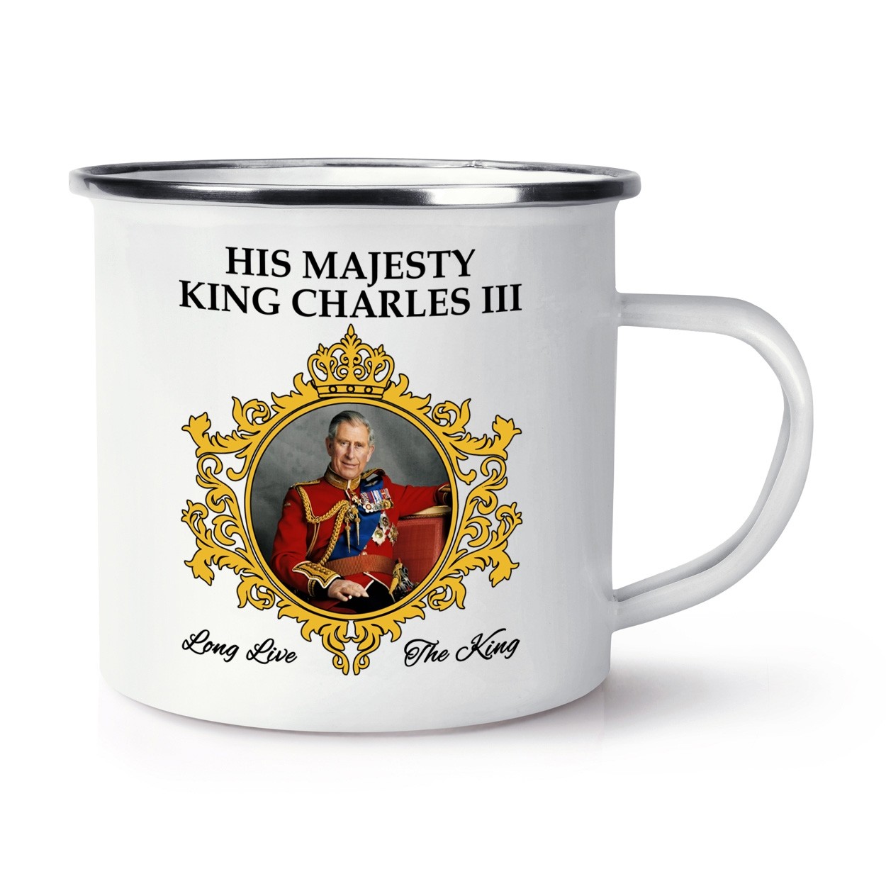 King Charles III 2022 Enamel Mug Cup Commemorative Gift His Majesty