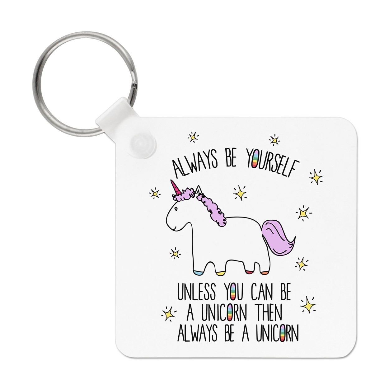 Lila Unicorn Always Be Yourself Keyring Key Chain
