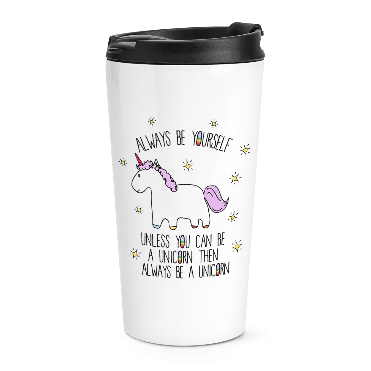 Lila Unicorn Always Be Yourself Travel Mug Cup