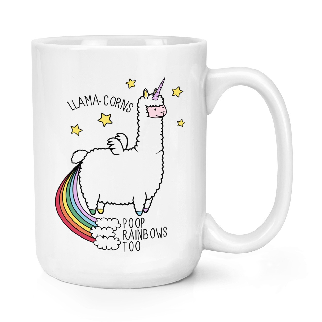 Llama-corns Poop Rainbows Too 15oz Large Mug Cup - Unicorn Llama Big Large