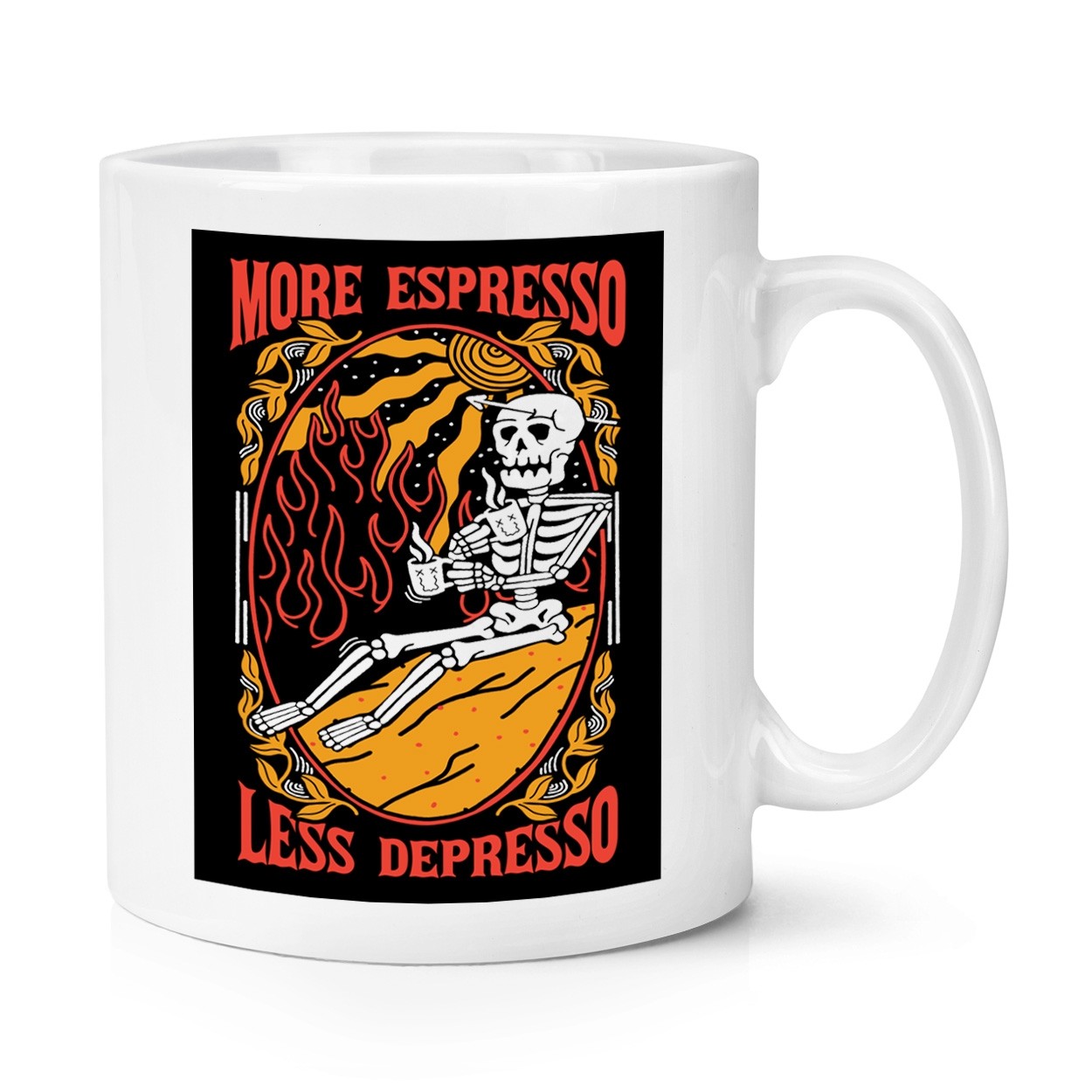 More Espresso Less Depresso Skeleton 10oz Mug Cup Funny Coffee