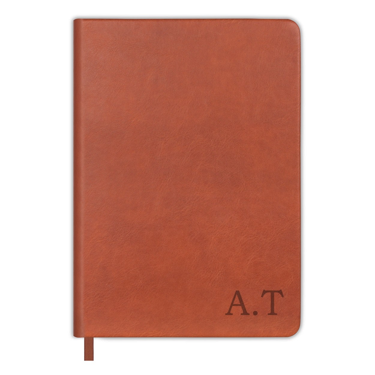 Personalised Custom Notebook Notepad Lined Size A5 PU Leather Effect Tan Any Name Initials
