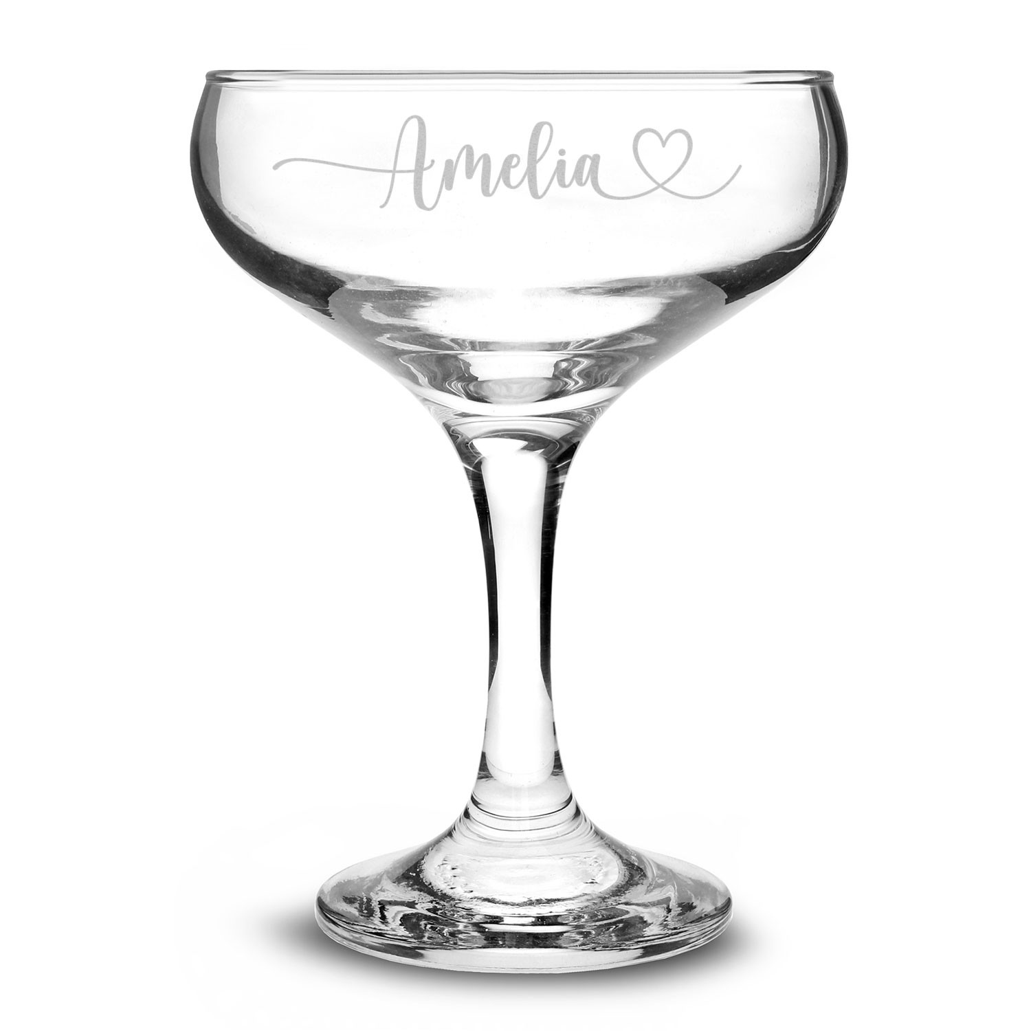 Personalised Champagne Coupe Cocktail Glass 235ml Any Name Or Names Wedding Hen Do Birthday Vintage Saucer Bridesmaid