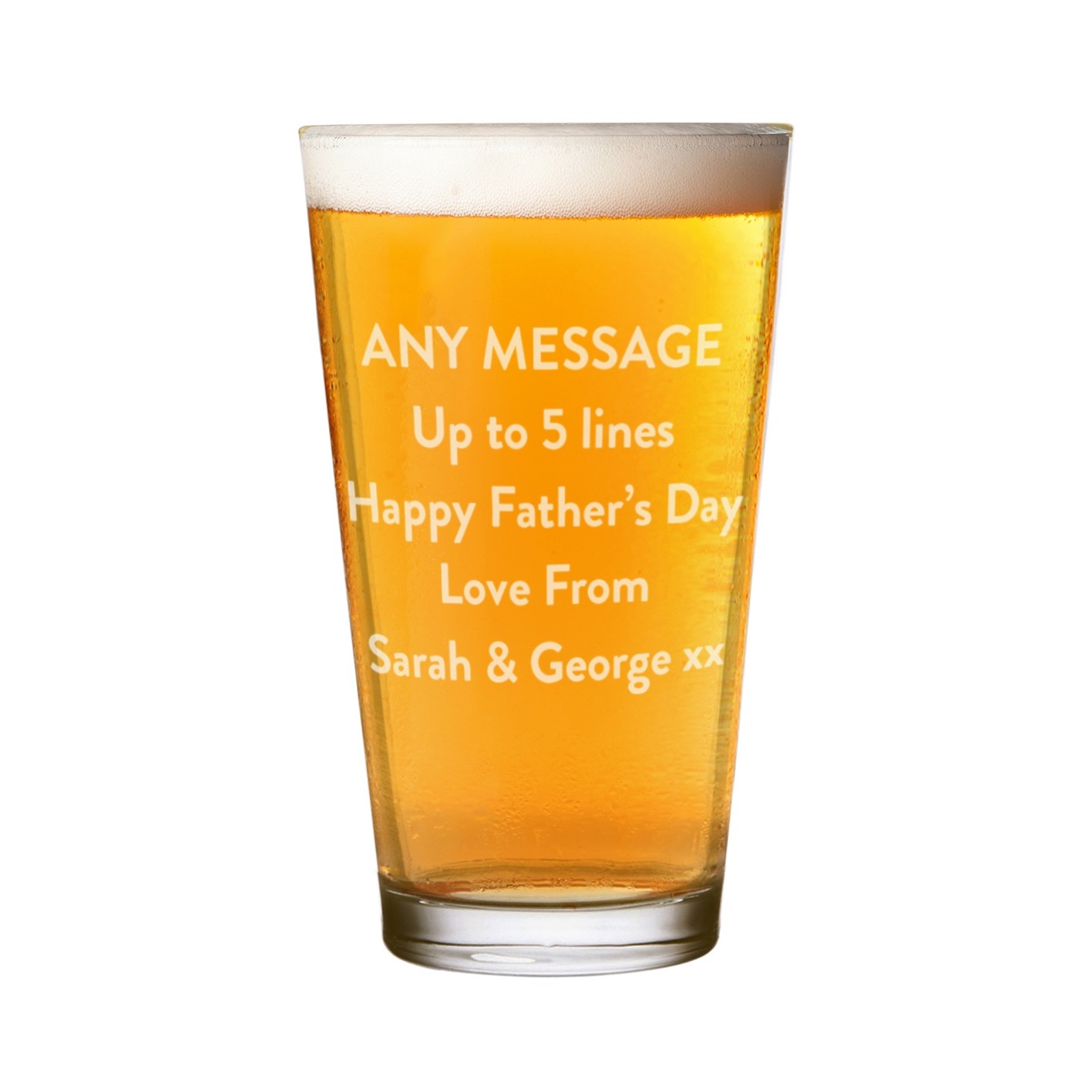 Personalised Pint Glass Shaker Any Message 5 Lines Name Craft Beer Cider Custom