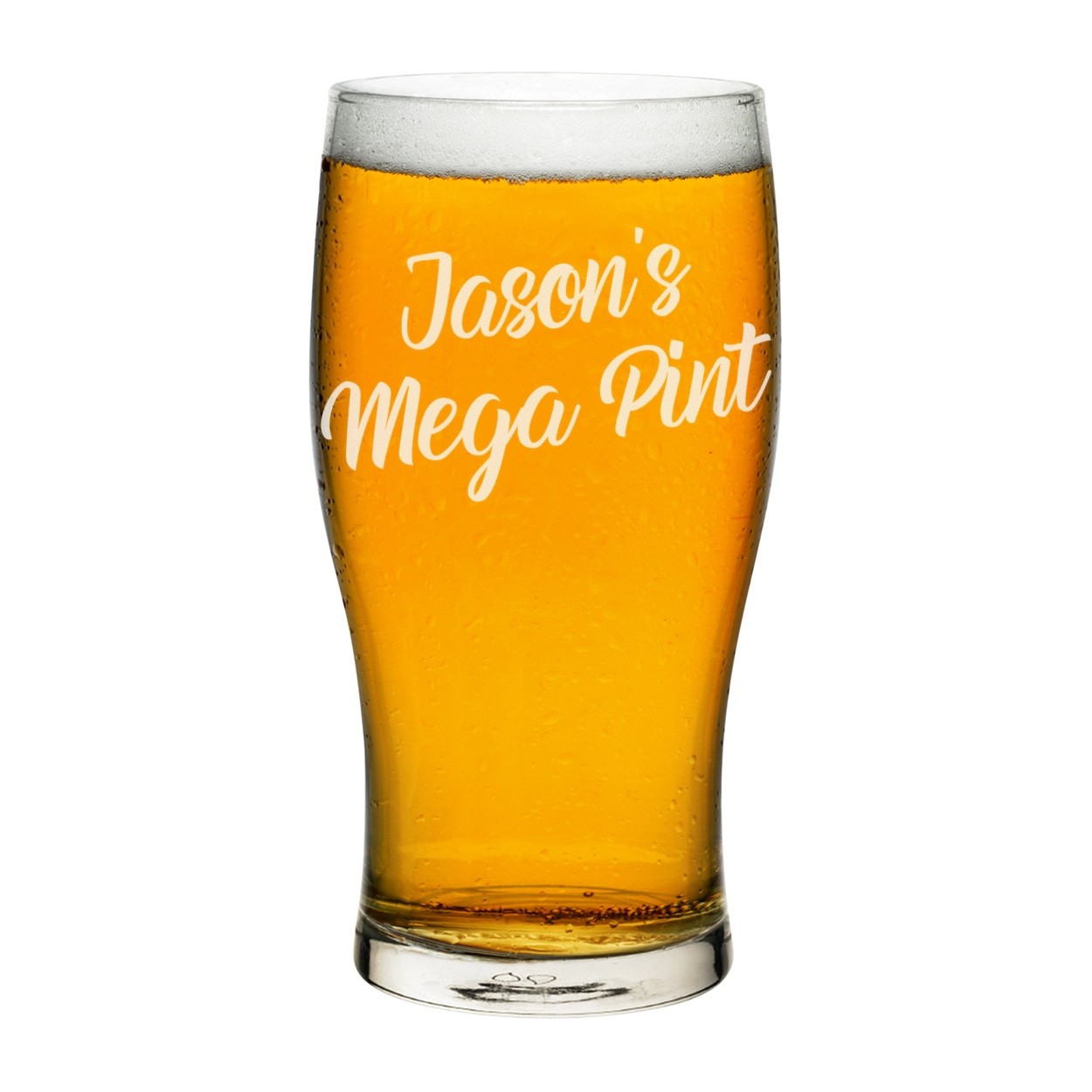 Personalised Pint Glass Tulip Mega Pint Any Name Craft Beer Cider Wine Custom