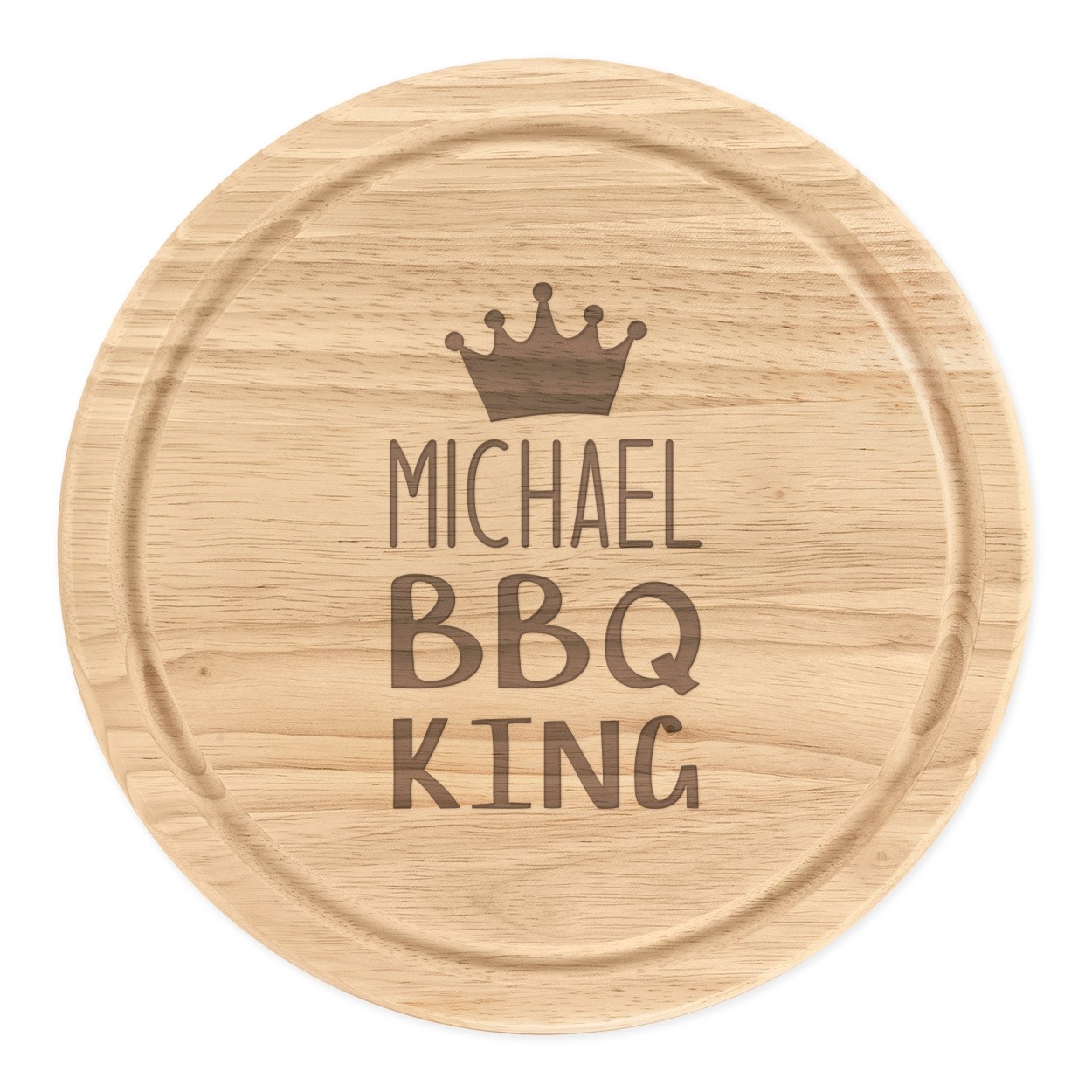 Personalised Wooden Chopping Cheese Board Round 25cm Custom Name Name BBQ King