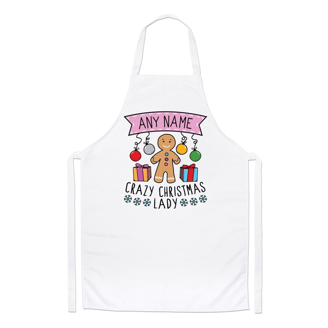 Personalised Name Crazy Christmas Lady Festive Chefs Apron