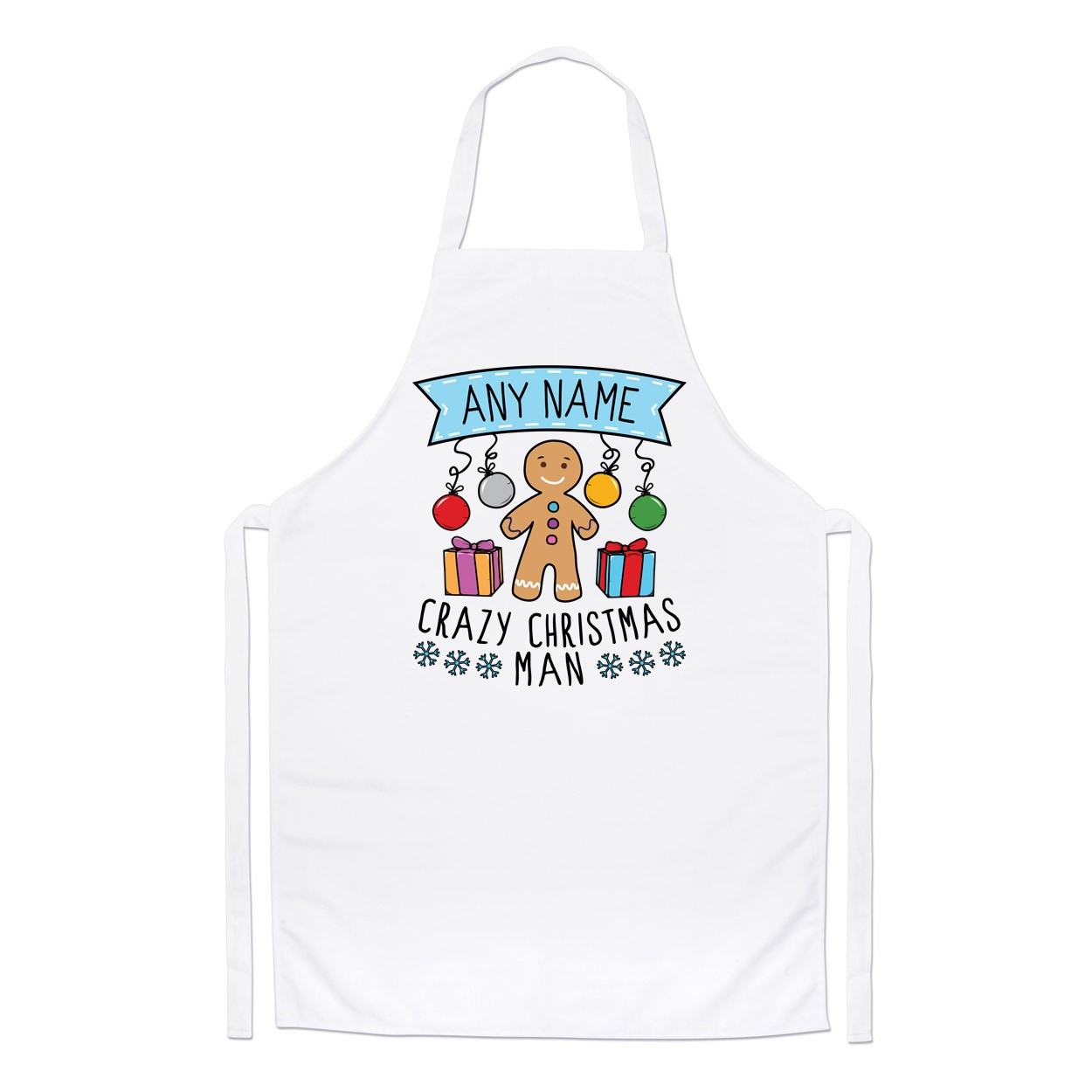 Personalised Name Crazy Christmas Man Festive Chefs Apron