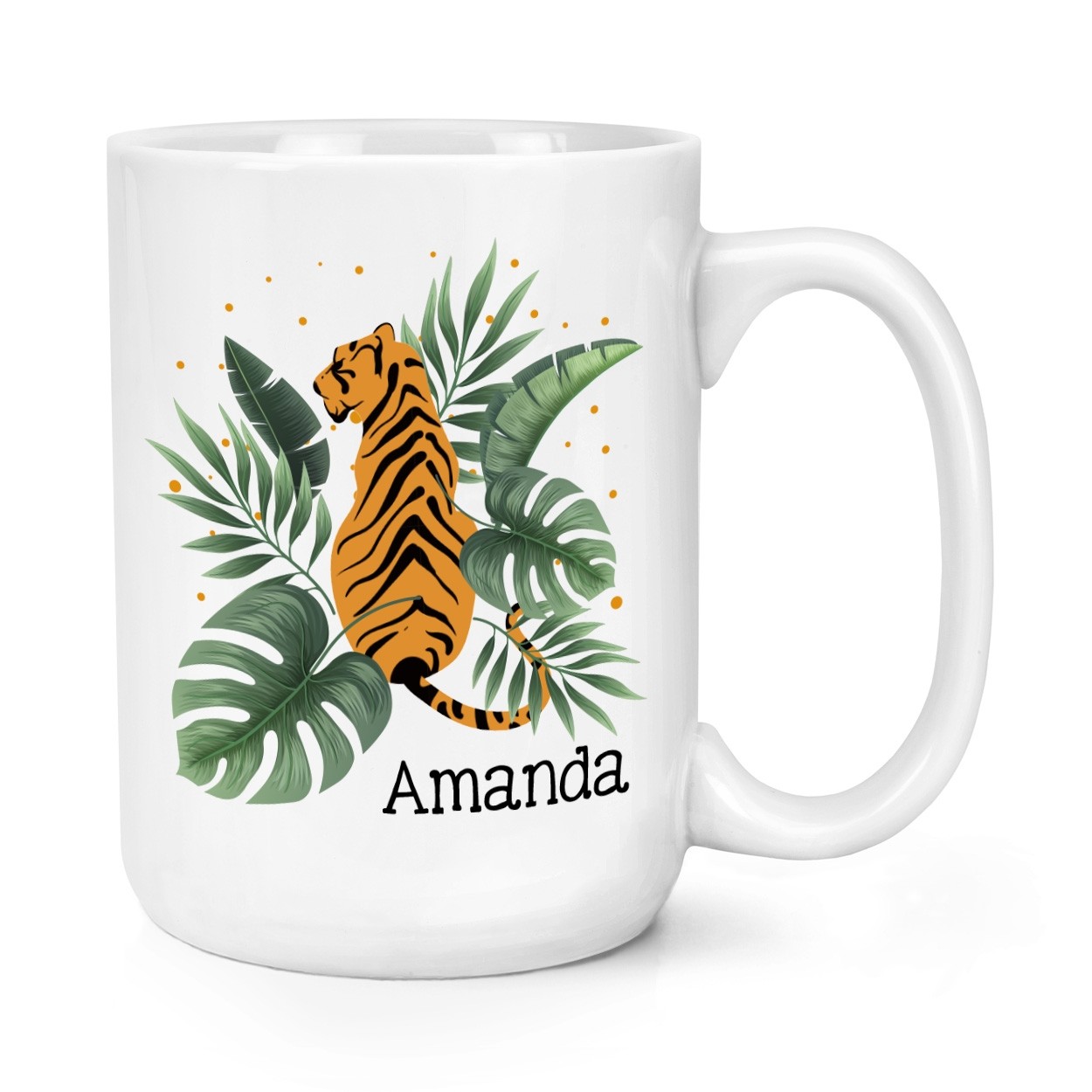 Personalised Name Tiger Jungle Tropical Theme Mug 15oz Large Mug Cup