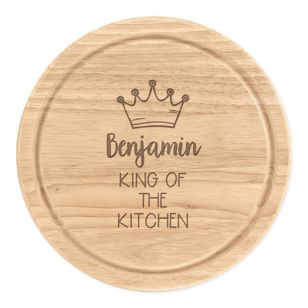 Personalised Wooden Chopping Cheese Board Round 25cm Custom Name King Of The Kitchen