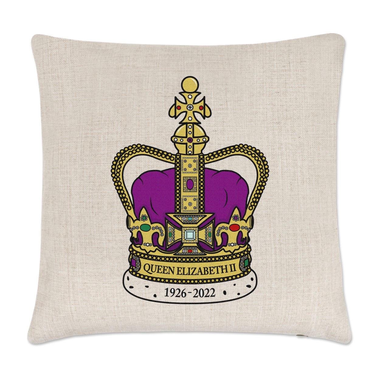 Gold Crown Queen Elizabeth II 1926 - 2022 Cushion Cover Commemorative Gift Her Majesty