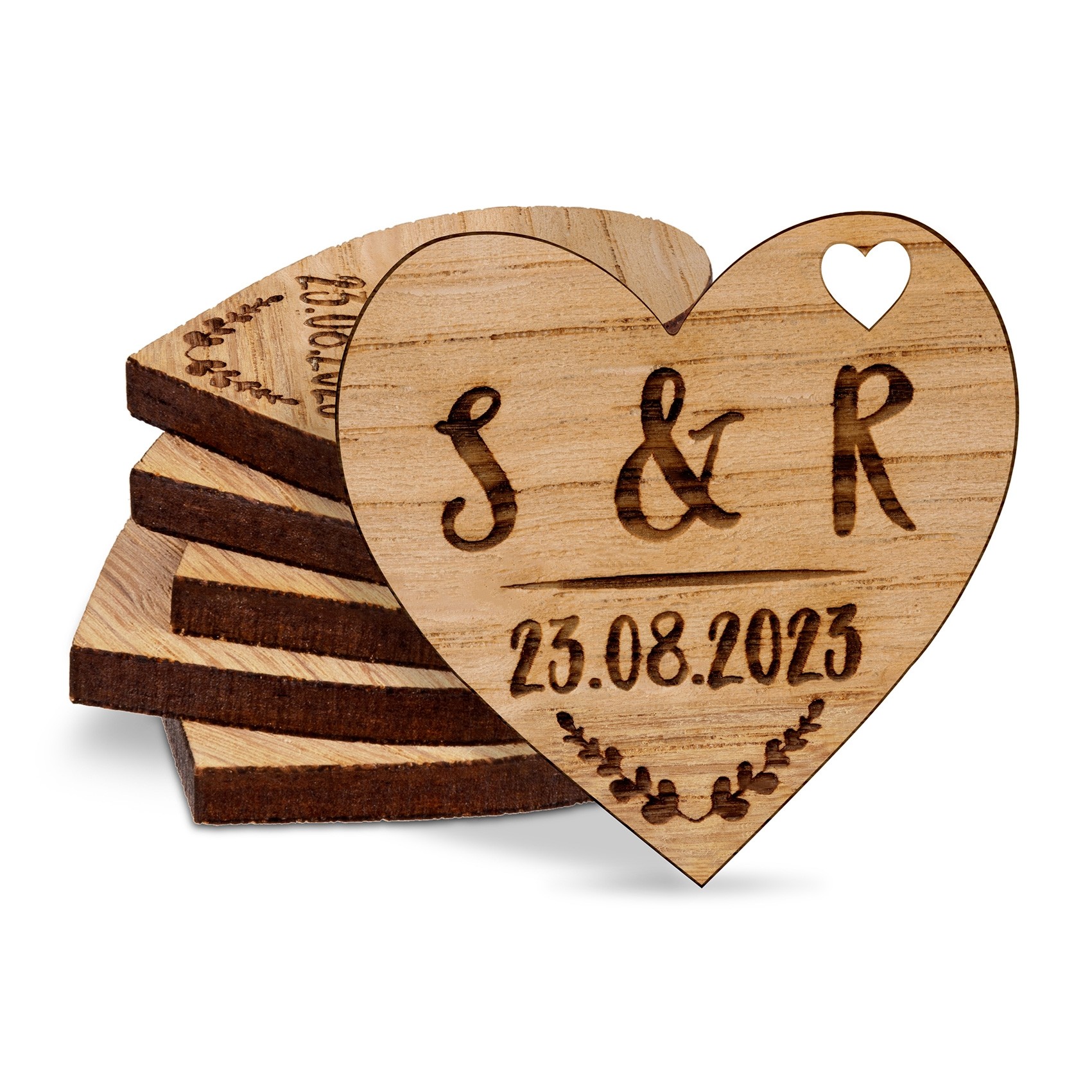 Personalised Names Initials Floral Love Hearts Wedding Table Decorations Confetti Love Hearts Wedding Favours Sprinkles Scatters Charms Tags Wooden