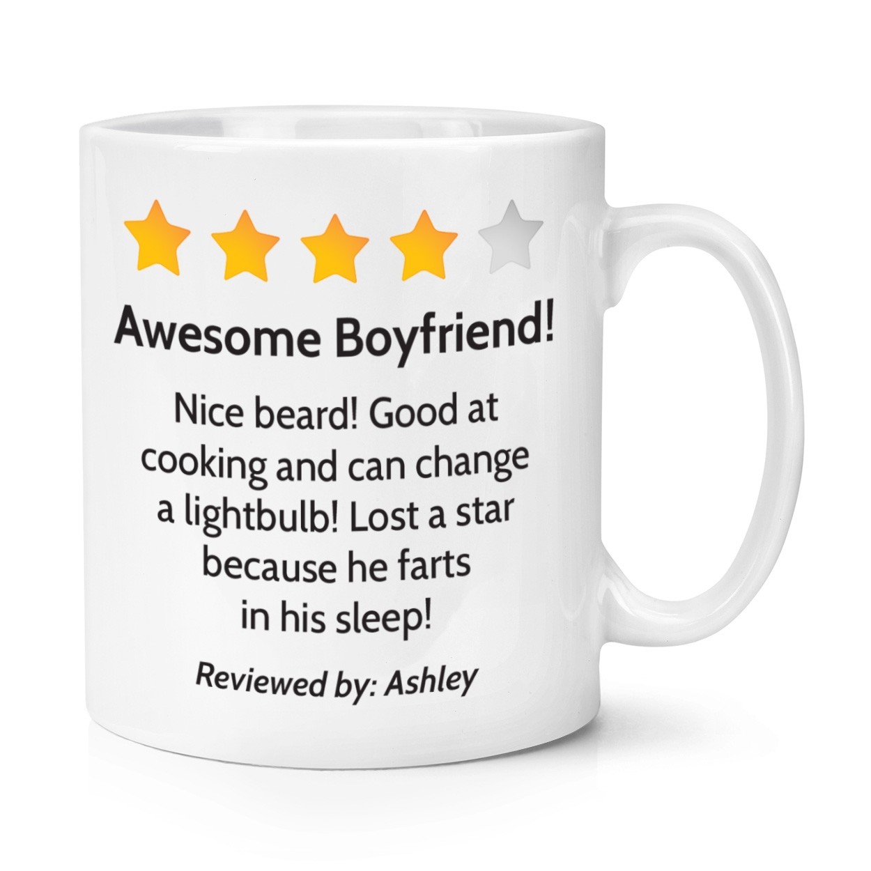 Personalised Star Rating Review Any Name Message 10oz Mug Cup