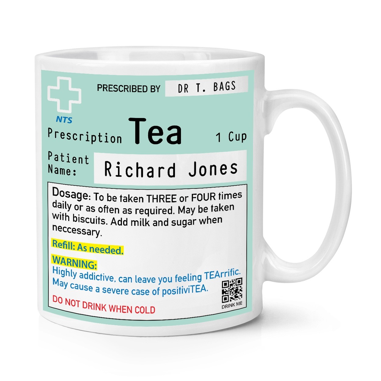 Personalised Name Tea Prescription 10oz Mug Cup