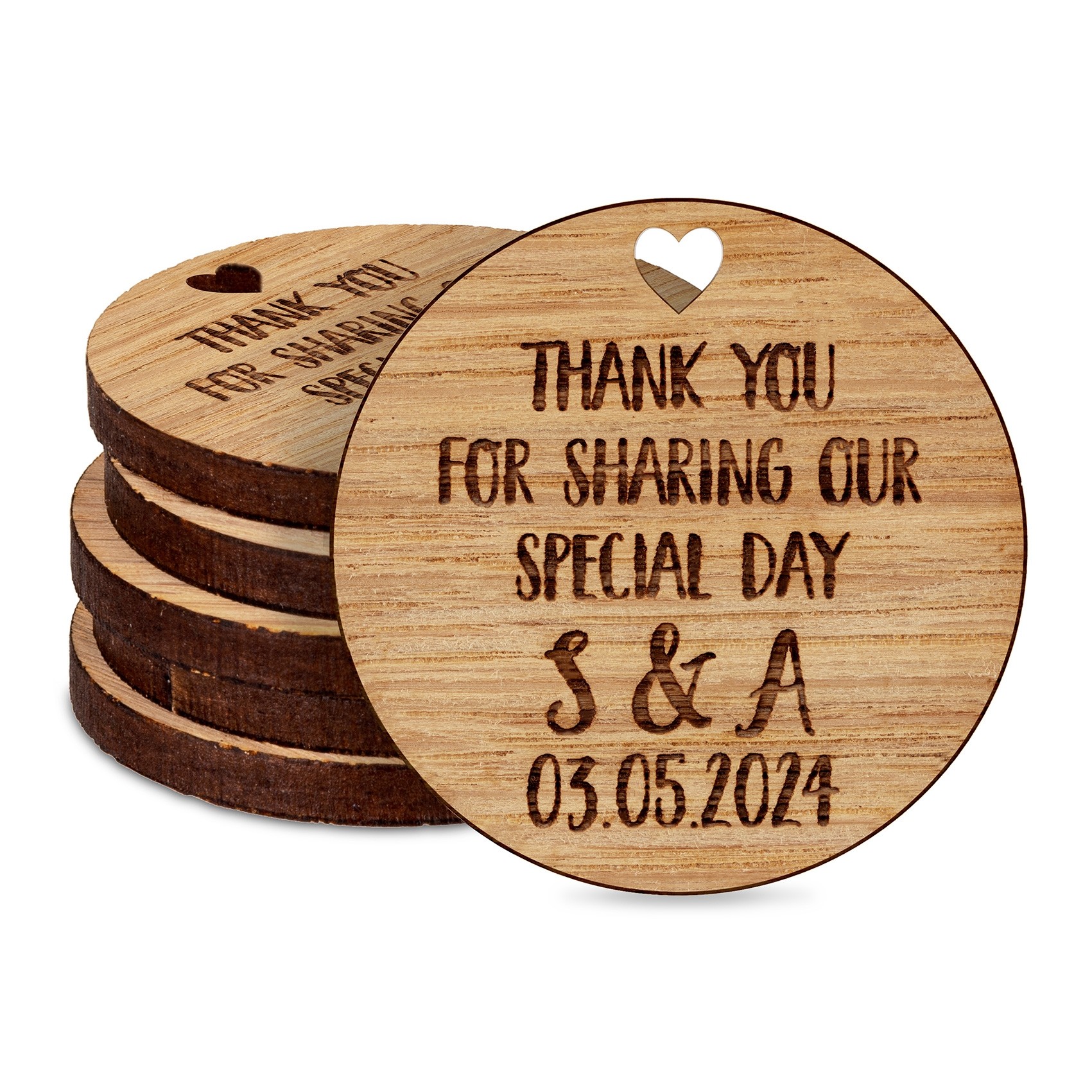 Personalised Thank You For Sharing Our Special Day Initials Wedding Favours Table Decorations Round Wooden Confetti Sprinkles Scatters Charms Custom Tags