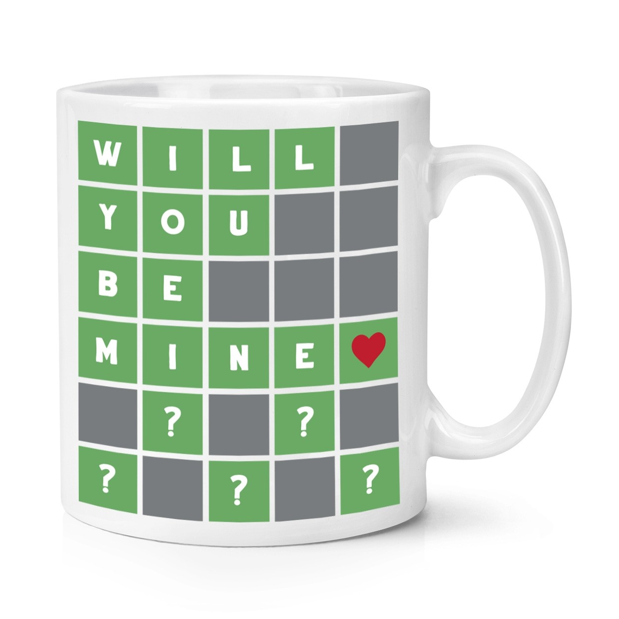 Will You Be Mine Heart Puzzle Wordle Inspired 10oz Mug Cup Valentines Day Gift Wife Girlfriend