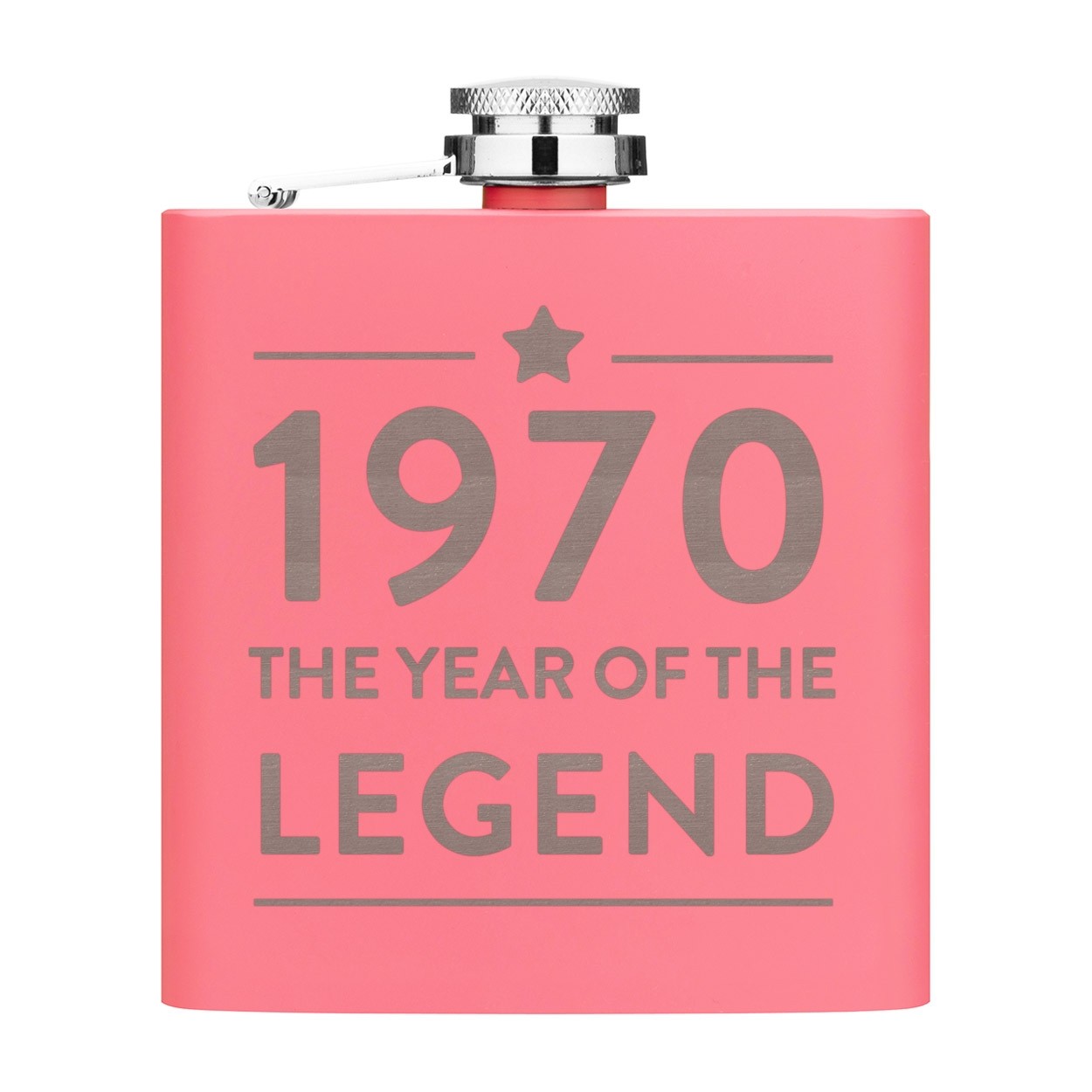 Personalised 6oz PU Leather Hip Flask Matte Pink Stainless Steel The Year Of The Legend Birthday 18th 21st 30th 40th 50th 60th 70th 80th
